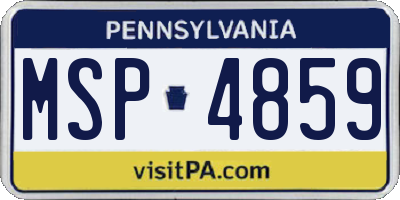 PA license plate MSP4859
