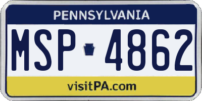 PA license plate MSP4862