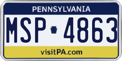 PA license plate MSP4863