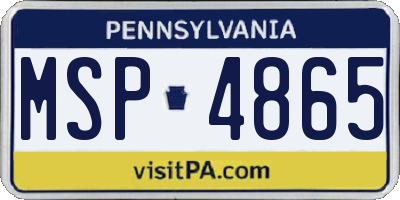 PA license plate MSP4865