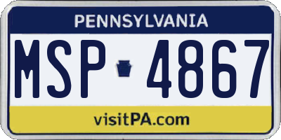 PA license plate MSP4867