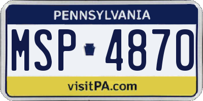 PA license plate MSP4870