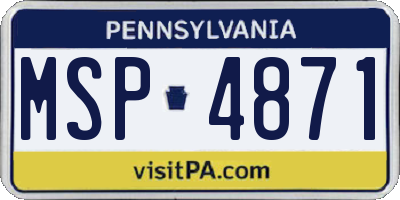 PA license plate MSP4871