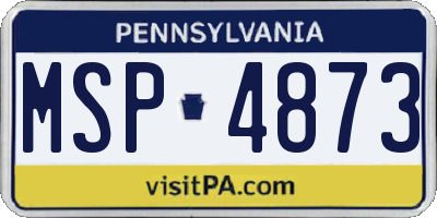 PA license plate MSP4873