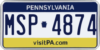 PA license plate MSP4874