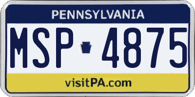 PA license plate MSP4875