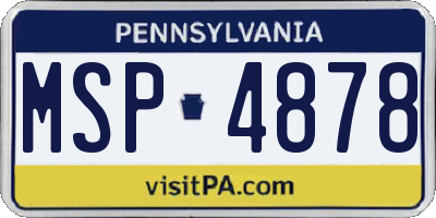 PA license plate MSP4878