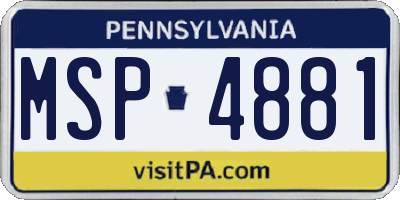PA license plate MSP4881