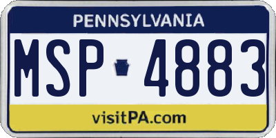 PA license plate MSP4883