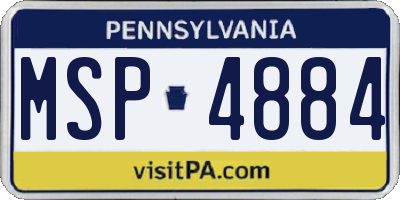 PA license plate MSP4884