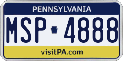 PA license plate MSP4888