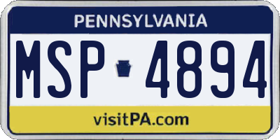 PA license plate MSP4894