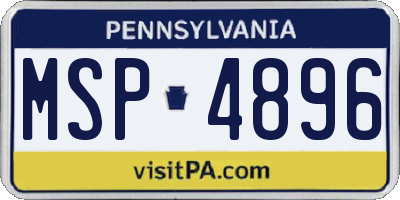 PA license plate MSP4896