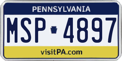 PA license plate MSP4897