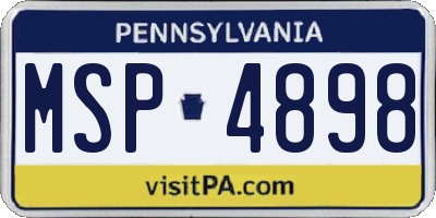 PA license plate MSP4898