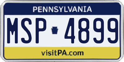 PA license plate MSP4899