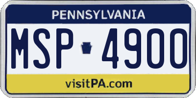 PA license plate MSP4900