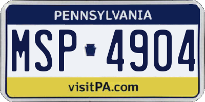 PA license plate MSP4904