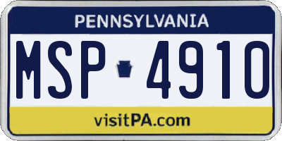PA license plate MSP4910