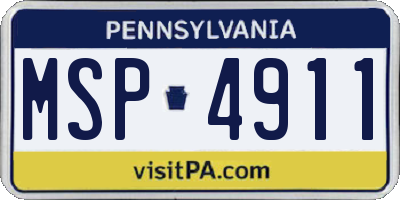 PA license plate MSP4911