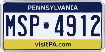 PA license plate MSP4912