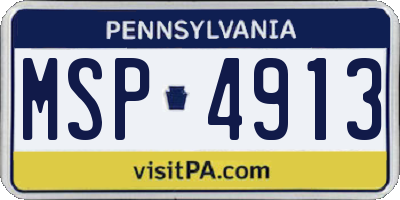 PA license plate MSP4913