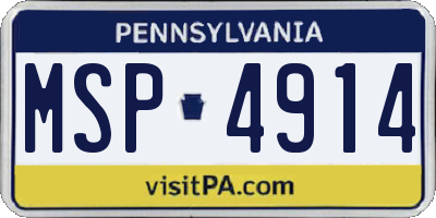 PA license plate MSP4914