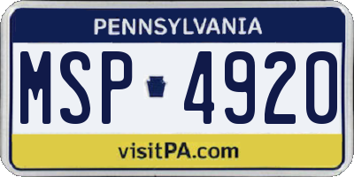 PA license plate MSP4920