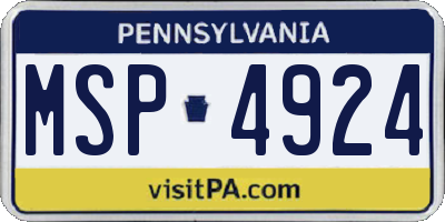 PA license plate MSP4924