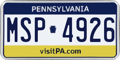 PA license plate MSP4926
