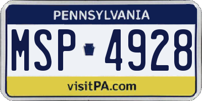 PA license plate MSP4928