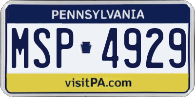 PA license plate MSP4929