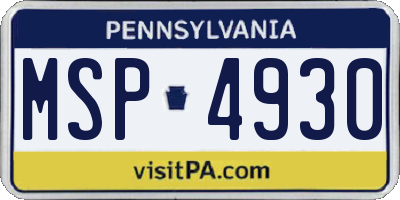 PA license plate MSP4930