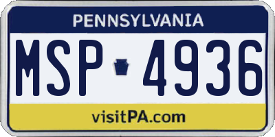 PA license plate MSP4936