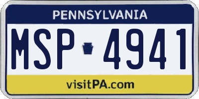 PA license plate MSP4941