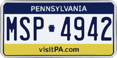 PA license plate MSP4942