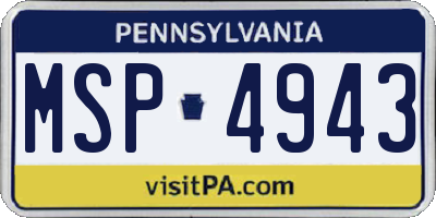 PA license plate MSP4943