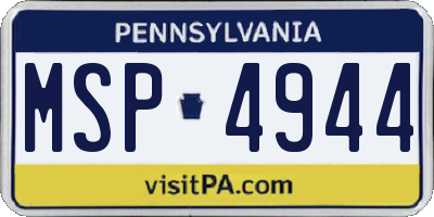 PA license plate MSP4944