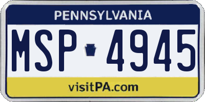 PA license plate MSP4945