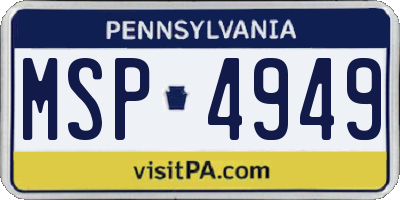 PA license plate MSP4949