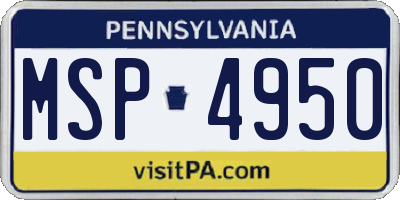 PA license plate MSP4950
