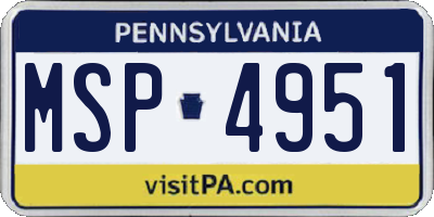 PA license plate MSP4951