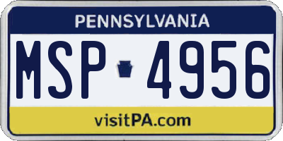 PA license plate MSP4956