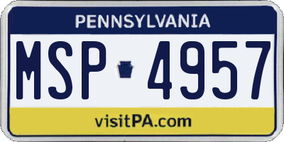 PA license plate MSP4957