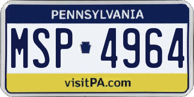 PA license plate MSP4964