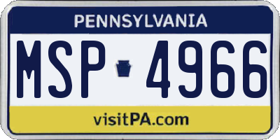 PA license plate MSP4966