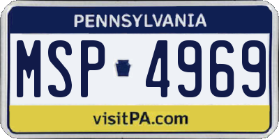 PA license plate MSP4969
