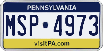 PA license plate MSP4973