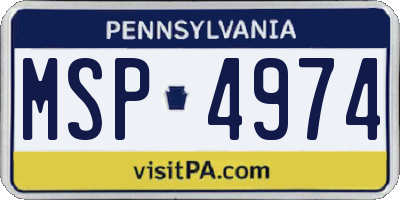 PA license plate MSP4974