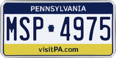 PA license plate MSP4975